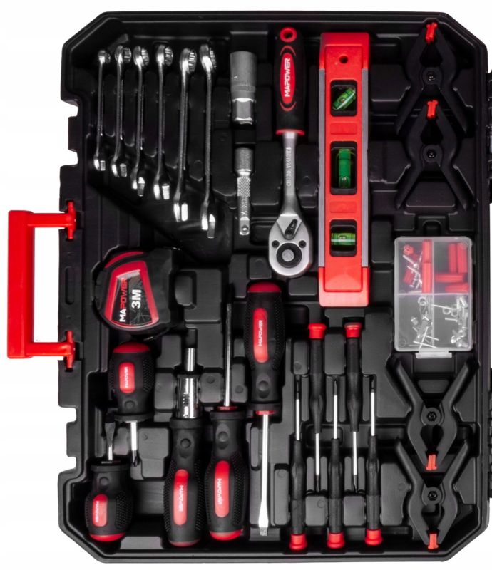 Zestaw narzędzi MAPOWER 168 elementów nasadki bity klucze crv 1 kpl.