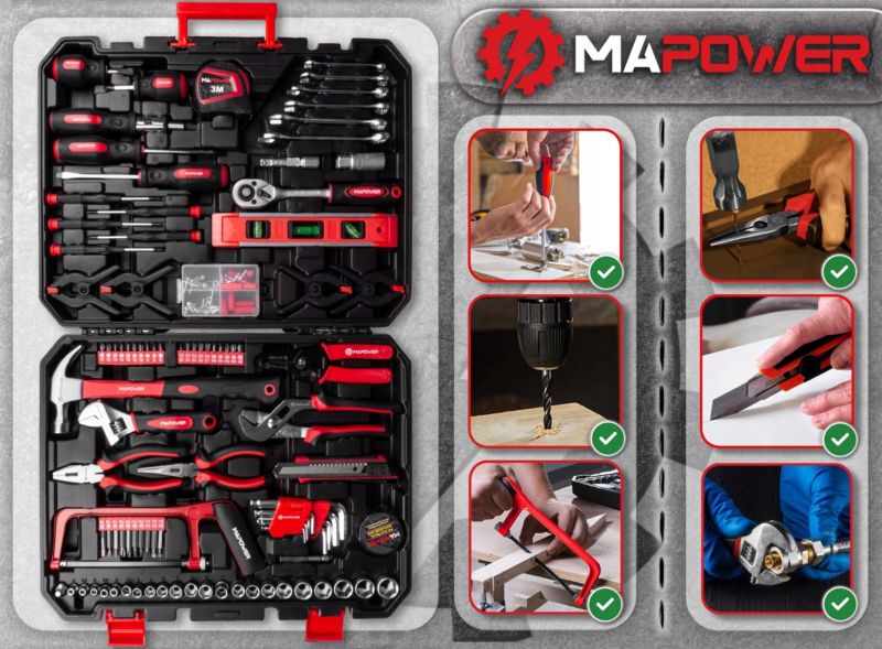 Zestaw narzędzi MAPOWER 168 elementów nasadki bity klucze crv 1 kpl.