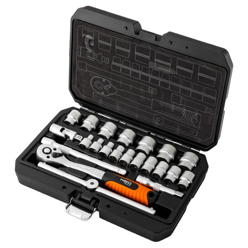 Zestaw NEO TOOLS  kluczy nasadowych 3/8", 22 szt.