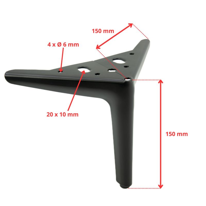 Zestaw noga meblowa B&B Kotwica Elegant czarny mat wysokość 15 cm 4 szt