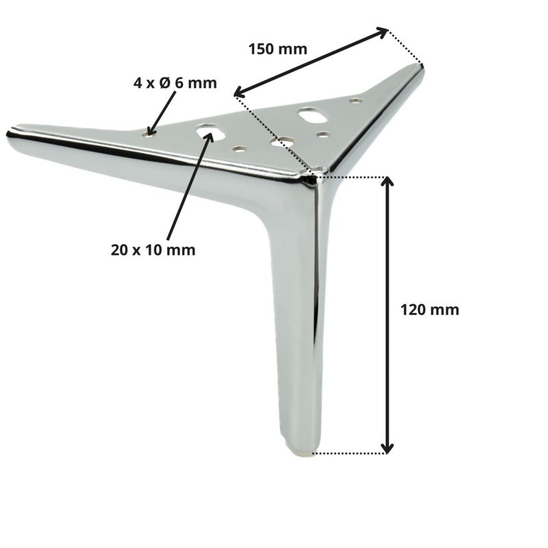 Zestaw noga meblowa B&B Kotwica Elegant srebrny chrom wysokość 12 cm 4 szt