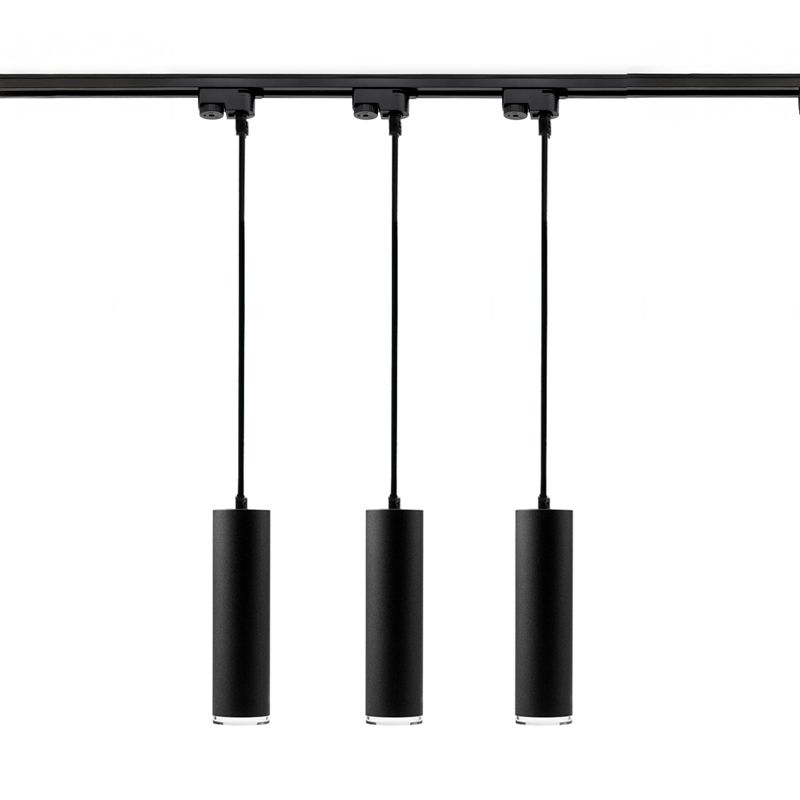 Zestaw Oświetleniowy Lumiled Szynoprzewód 1m + 3x Lampa Wisząca Sufitowa Zwis GU10 LED Czarny 1 kpl.