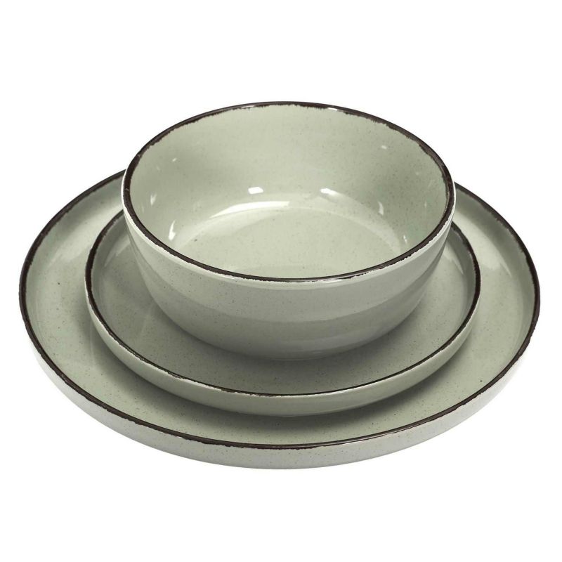 Zestaw obiadowy AZURE HowHomely z kamionki ceramiczny zielony 12 el.