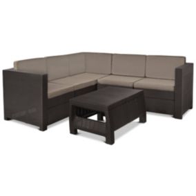 Zestaw ogrodowy Keter Provence sofa narożna + stolik komplet dla 5 osób Brąz 1 kpl.