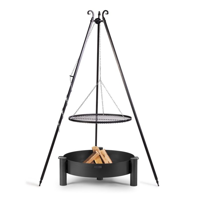 Zestaw Palenisko ogrodowe COOK KING 70 cm Haiti z grillem na trójnogu ruszt 70 cm taras komplet do ogrodu misa stalowa 1 szt.