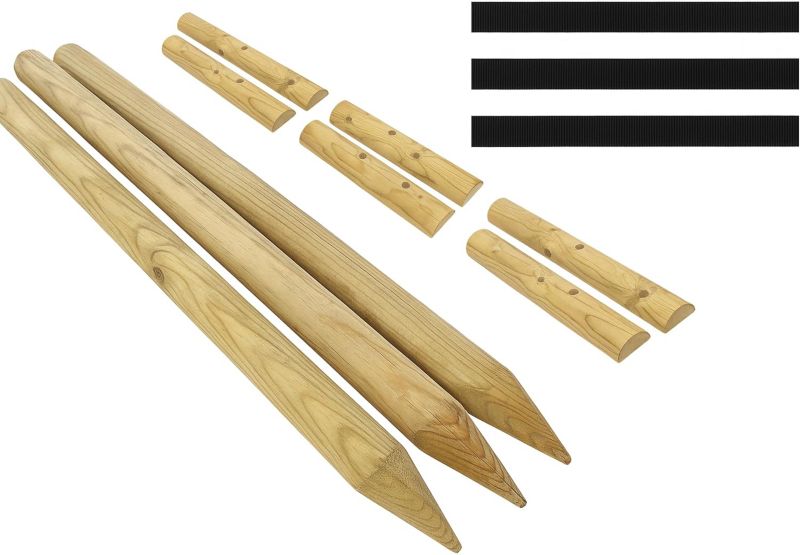 Zestaw podpór do drzew Timbermik 3 sztuk 7 cm Drewno Sosnowe 200 cm +  6 sztuk półpalisad + 3 paski (1 szt.-zestaw))