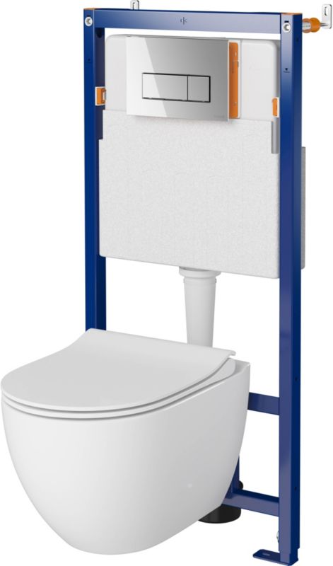Zestaw podtynkowy WC Cersanit Bari Opti bezkołnierzowy przycisk mechaniczny chrom