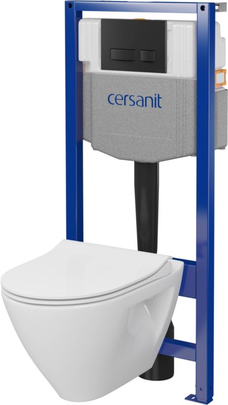 Zestaw podtynkowy WC Cersanit Mille z deską wolnoopadającą przycisk czarny