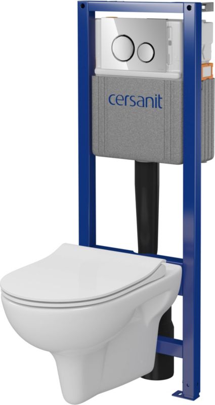 Zestaw podtynkowy WC Cersanit Neso z deską wolnoopadającą przycisk chrom