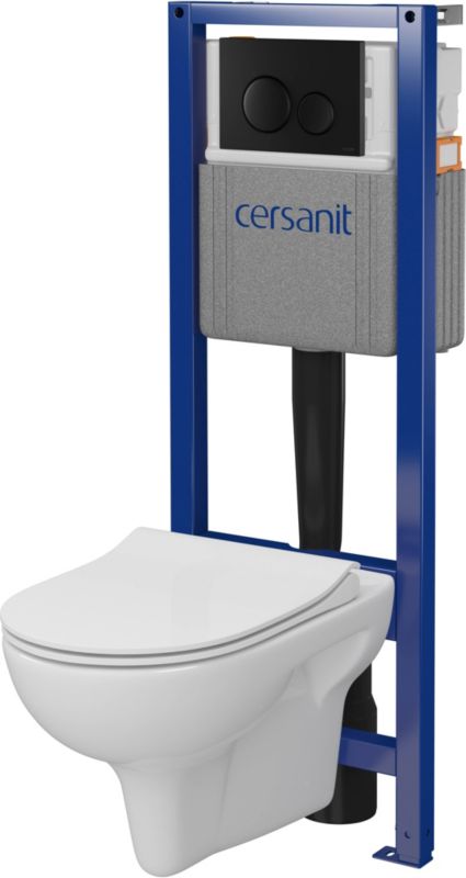 Zestaw podtynkowy WC Cersanit Neso z deską wolnoopadającą przycisk czarny