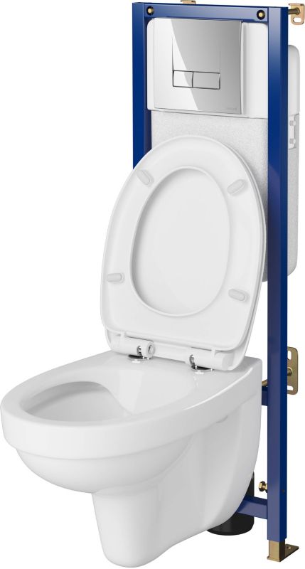 Zestaw podtynkowy WC Cersanit Paros z deską wolnoopadającą z duroplastu przycisk chrom