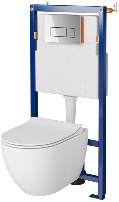 Zestaw podtynkowy WC Cersanit z deską wolnoopadającą z duroplastu przycisk chrom