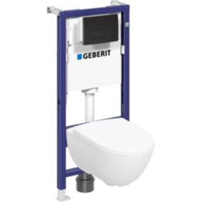 Zestaw podtynkowy WC Geberit Delta 50 light oval bezkołnierzowy z deską wolnoopadającą czarny