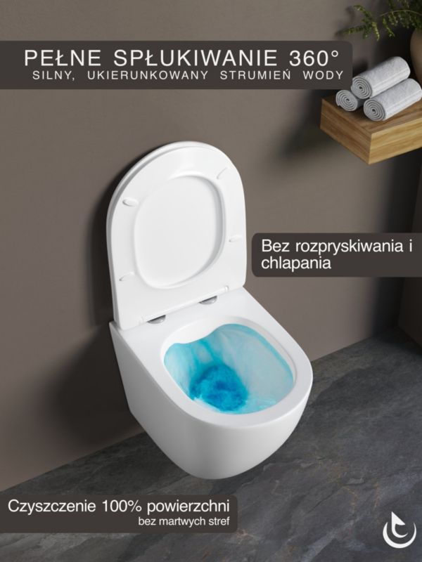 Zestaw podtynkowy WC Helmken 5w1: Przycisk Satyna (E), Miska bezkołnierzowa Rimless 35490101, Deska wolnoopadająca, Mata, 1 szt