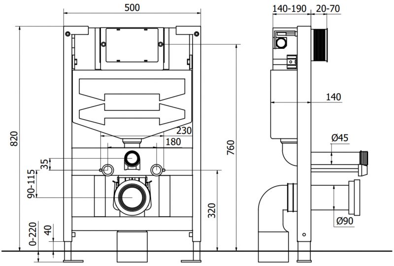 Zestaw podtynkowy WC Mexen Rico szary jasny 48x36,5x36 1 szt.