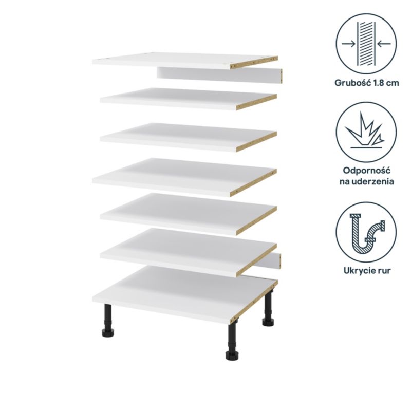 Zestaw półek do szafki AGD GoodHome 60 cm biały