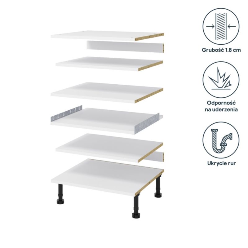 Zestaw półek do szafki AGD GoodHome 60 cm biały