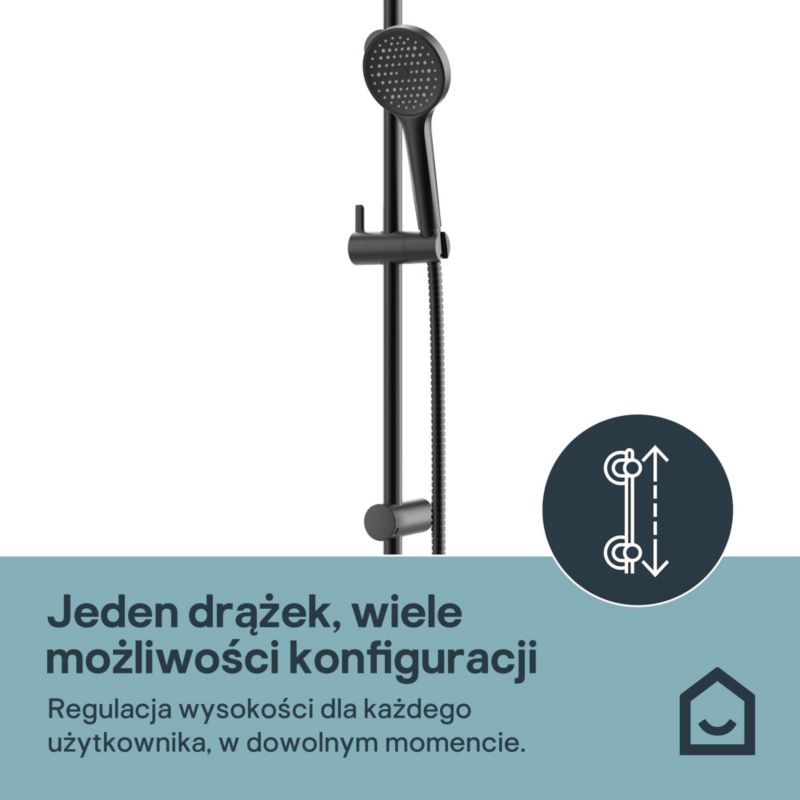 Zestaw prysznicowy GoodHome Maza czarny