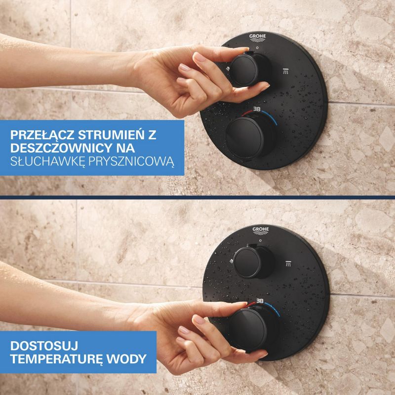 Zestaw prysznicowy Grohe Vitalio Start czarny mat, podtynkowy termostat 1 szt.