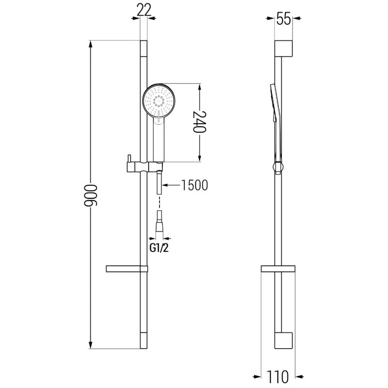 Zestaw prysznicowy Mexen Alexa czarny  71204DS40-70 1 szt.