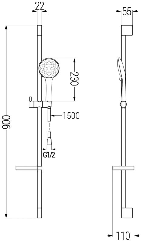 Zestaw prysznicowy Mexen DS czarny 785744583-70 1 szt.