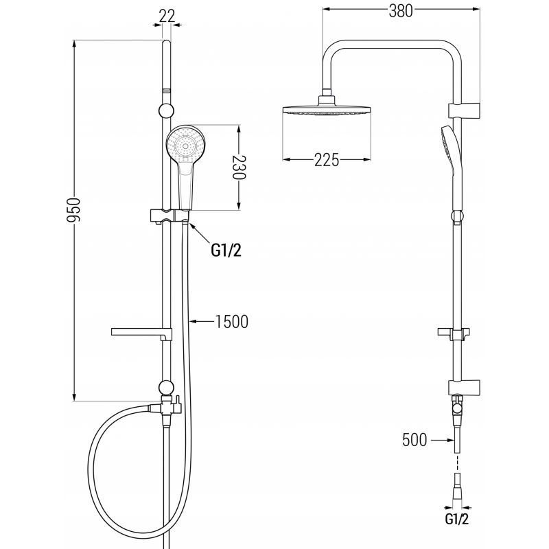 Zestaw prysznicowy Mexen Sabre czarny  72140205-70 1 szt.