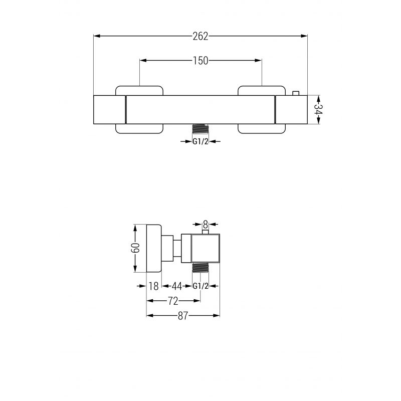 Zestaw prysznicowy natynkowy Mexen Cube czarny  77200205-70 1 szt.
