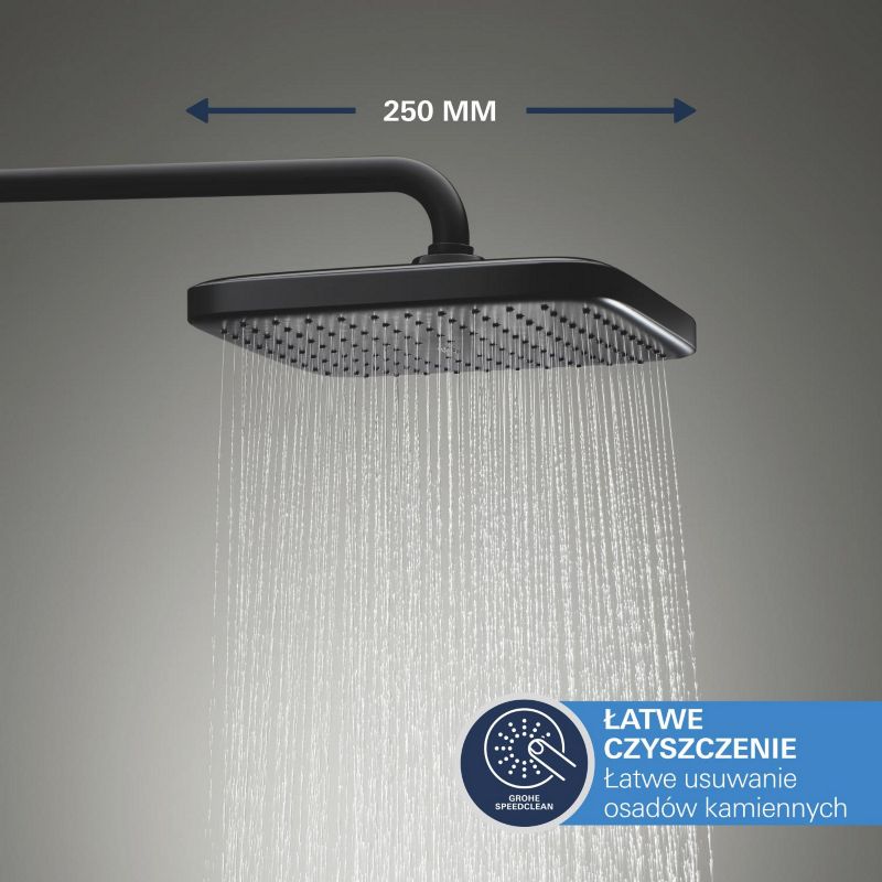Zestaw prysznicowy podtynkowy Grohe Vitalio Comfort, czarny mat, termostat, z deszczownicą, 1 szt.