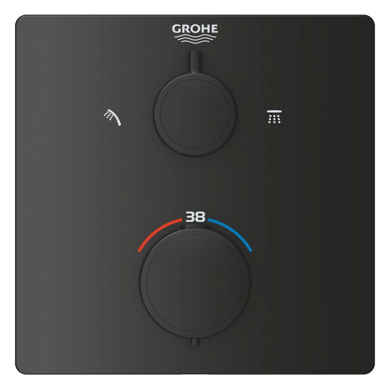 Zestaw prysznicowy podtynkowy Grohe Vitalio Comfort, czarny mat, termostat, z deszczownicą, 1 szt.
