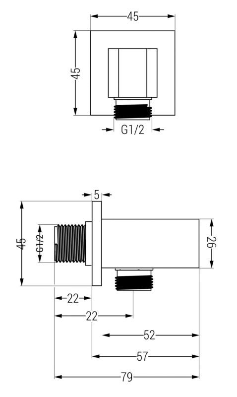 Zestaw prysznicowy podtynkowy Mexen Cube złoty 25 cm 1 szt.