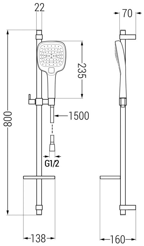 Zestaw prysznicowy suwany Mexen DQ chrom 785174581-02 1 szt.