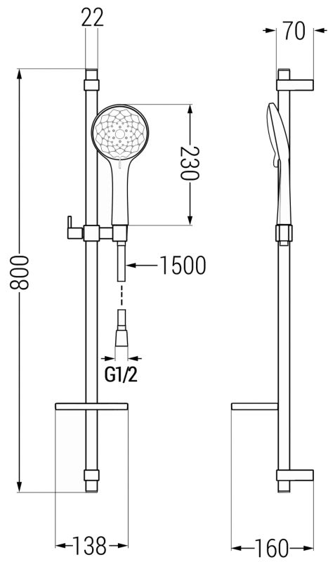 Zestaw prysznicowy suwany Mexen DQ chrom 785744581-00 1 szt.