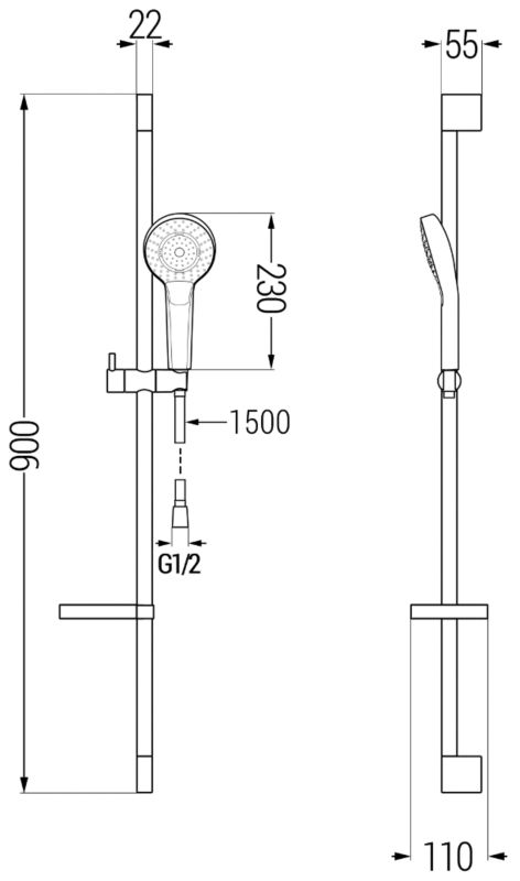 Zestaw prysznicowy suwany Mexen DS chrom 785054583-00 1 szt.