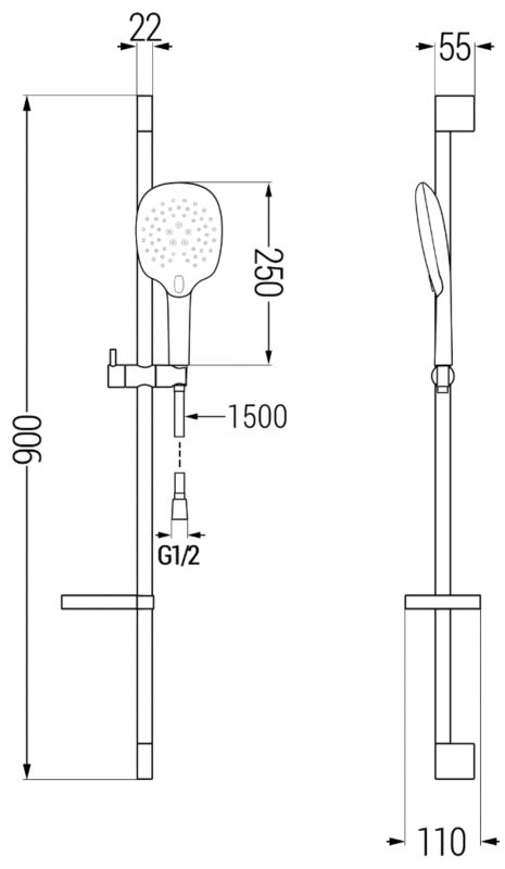 Zestaw prysznicowy suwany Mexen DS chrom 785224583-00 1 szt.