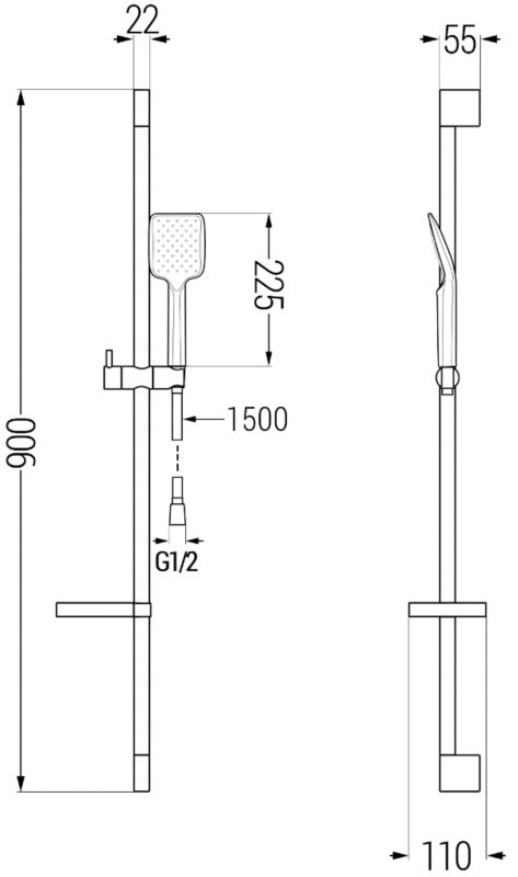 Zestaw prysznicowy suwany Mexen DS chrom 785624583-00 1 szt.