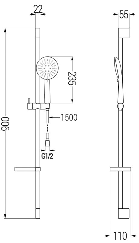 Zestaw prysznicowy suwany Mexen DS chrom 785674583-00 1 szt.