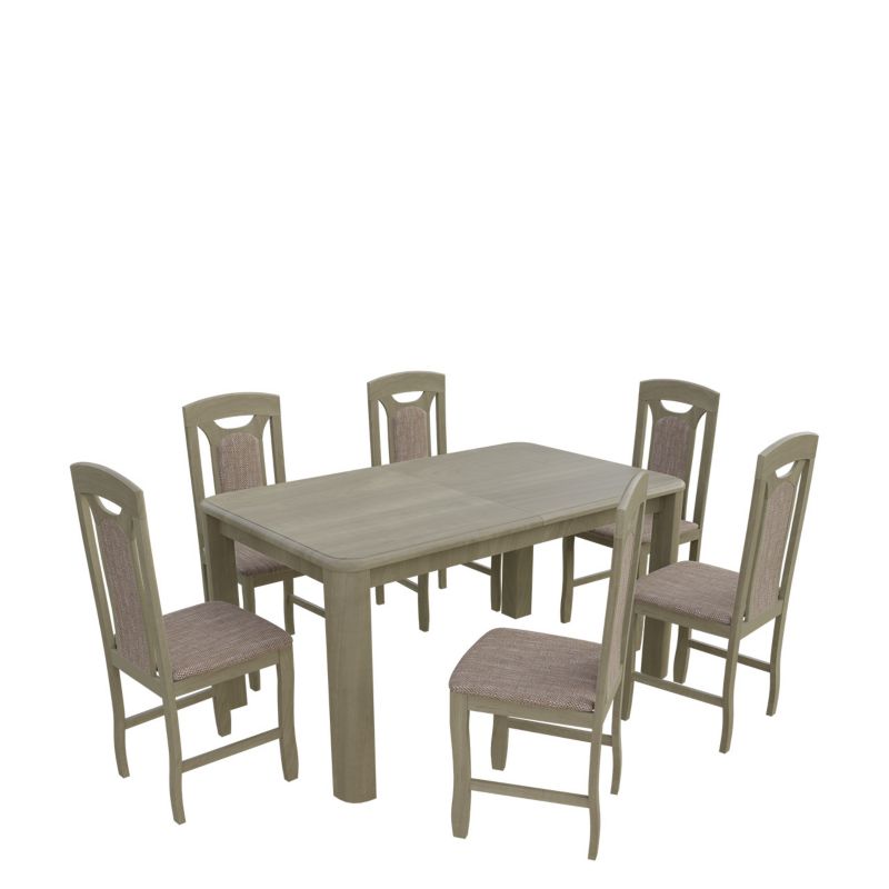 Zestaw RO01 MIRJAN 24 Stół rozkładany S01 90x150/230 + 6 krzeseł K34 dąb sonoma + jasny brąz 1 kpl.