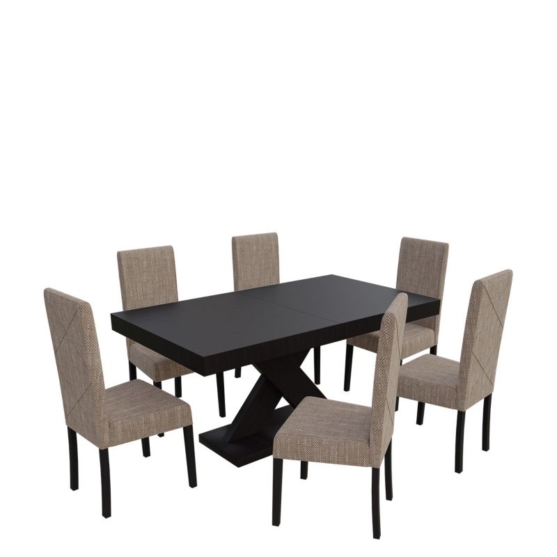 Zestaw RO06 MIRJAN 24 Stół rozkładany S05 90x160/210 + 6 krzeseł K02 wenge + jasny brąz 1 kpl.