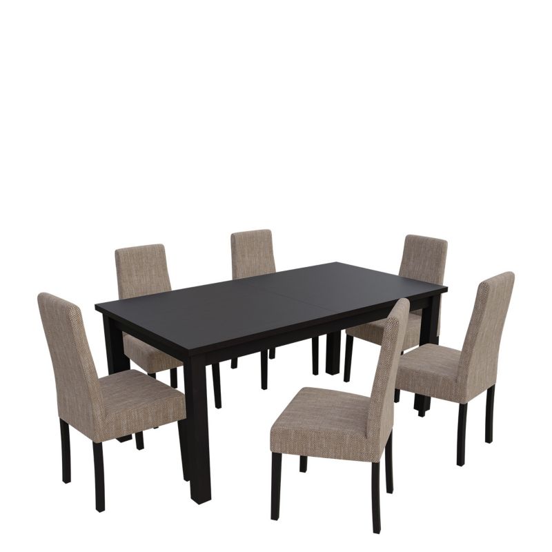 Zestaw RO20 MIRJAN 24 Stół rozkładany S18-L 80x160/200 + 6 krzeseł K63A wenge + jasny brąz 1 kpl.