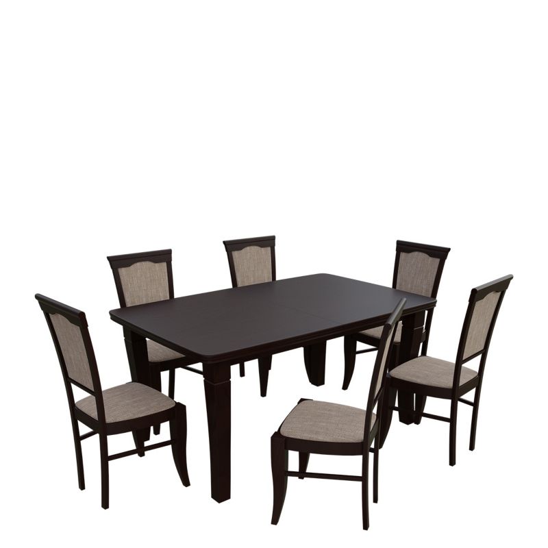 Zestaw RO30 MIRJAN 24 Stół rozkładany S26 100x160/400 + 6 krzeseł K13 orzech + jasny brąz 1 kpl.