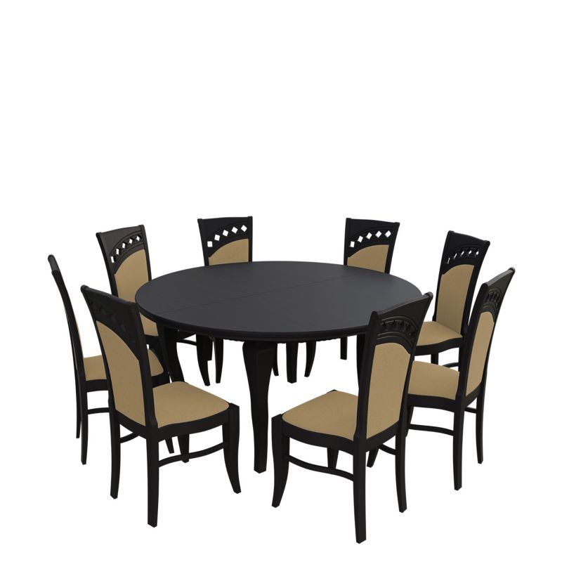 Zestaw RO31 MIRJAN 24 Stół rozkładany S27 150x150/200 + 8 krzeseł K49 wenge + piaskowy 1 kpl.