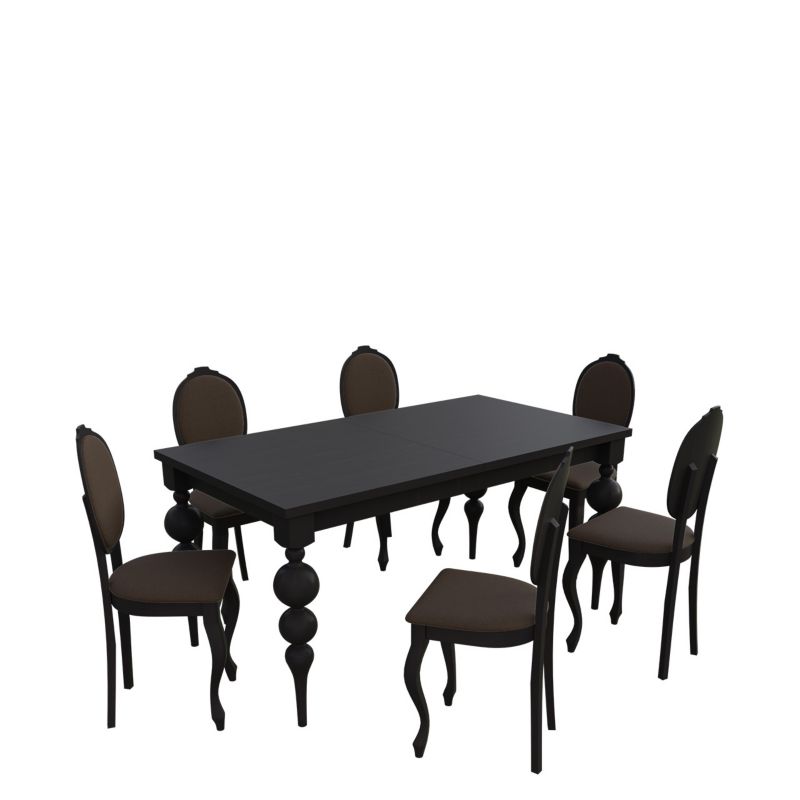 Zestaw RO40 MIRJAN 24 Stół rozkładany S38 90x160/215 + 6 krzeseł K76 wenge + gorzka czekolada 1 kpl.