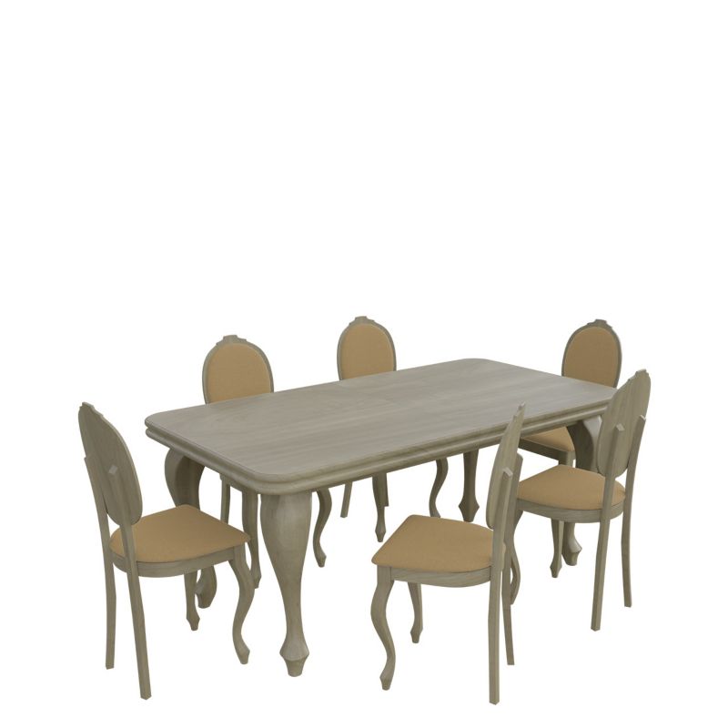 Zestaw RO41 MIRJAN 24 Stół rozkładany S39 90x170/250 + 6 krzeseł K76 dąb sonoma + piaskowy 1 kpl.