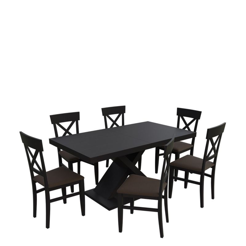 Zestaw RO44 MIRJAN 24 Stół rozkładany S50 90x160/210 + 6 krzeseł K64 wenge + gorzka czekolada 1 kpl.