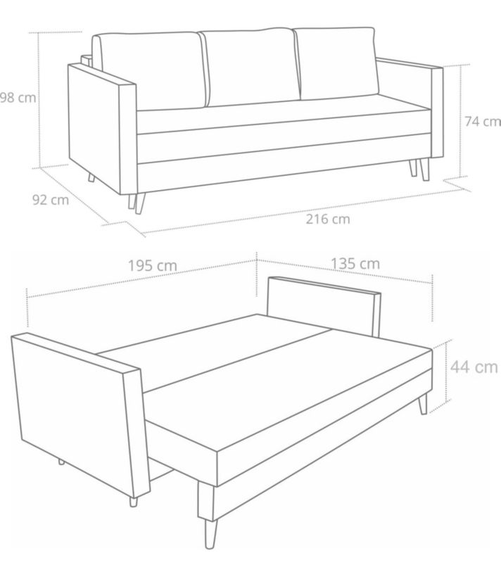 Zestaw skandynawski sofa fotel podnóżek Bonni Lahti/Denver Szary 1 szt.
