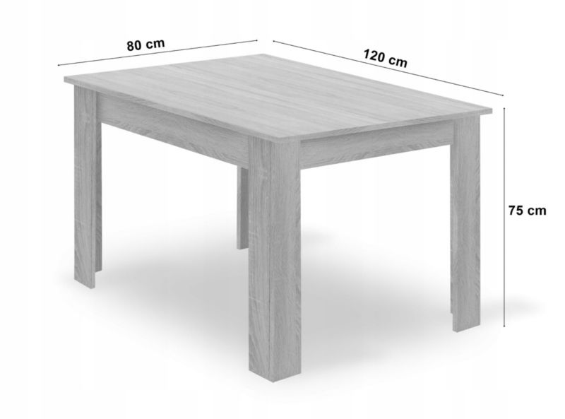Zestaw Songmics stół kwadratowy 120x80cm dąb craft + 4 krzesła czarne 1 kpl.