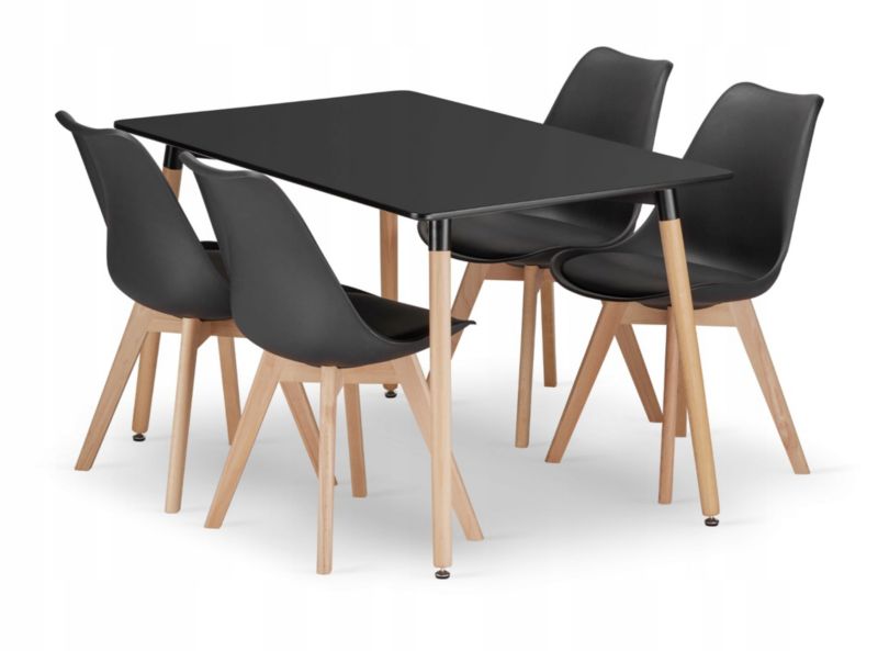Zestaw Songmics stół prostokątny 120x80cm czarny + 4 krzesła czarne 1 kpl.