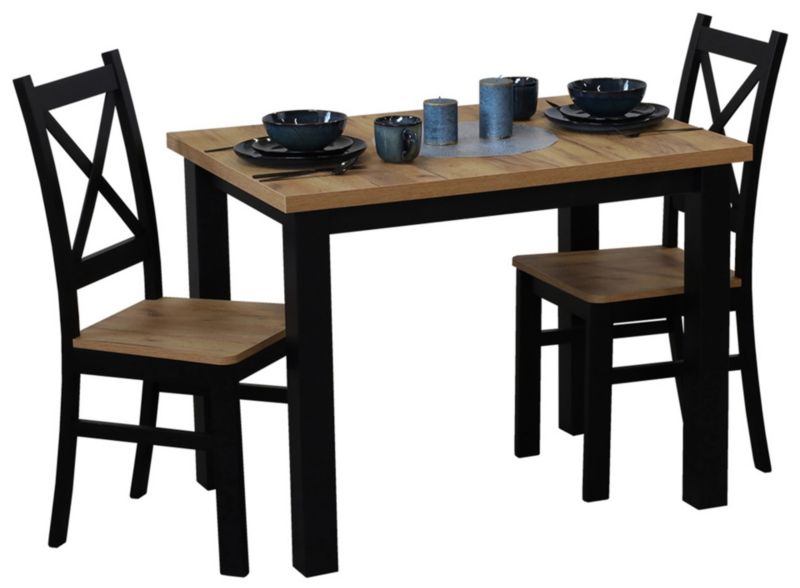 Zestaw stół 100x70 z 2 krzesłami Bonni M019-2 Czarny/Dąb Craft 1 kpl.