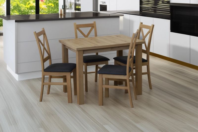 Zestaw stół 100x70 z 4 krzesłami Bonni M010-4 Dąb Artisan 1 kpl.