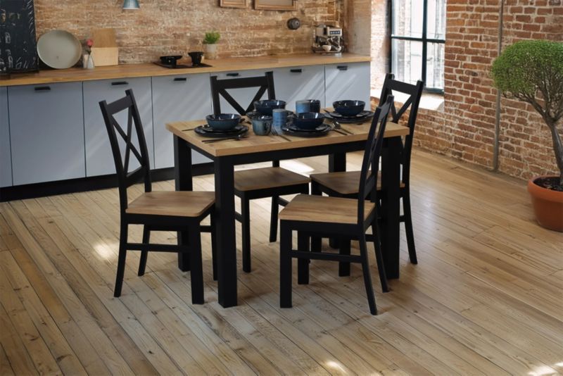 Zestaw stół 100x70 z 4 krzesłami Bonni M019-4 Czarny/Dąb Craft 1 kpl.